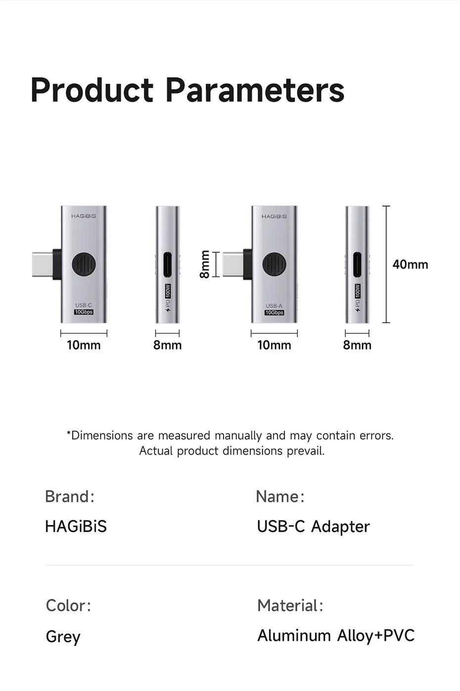 Dual USB C Adapter 2 in 1 Splitter Hagibis