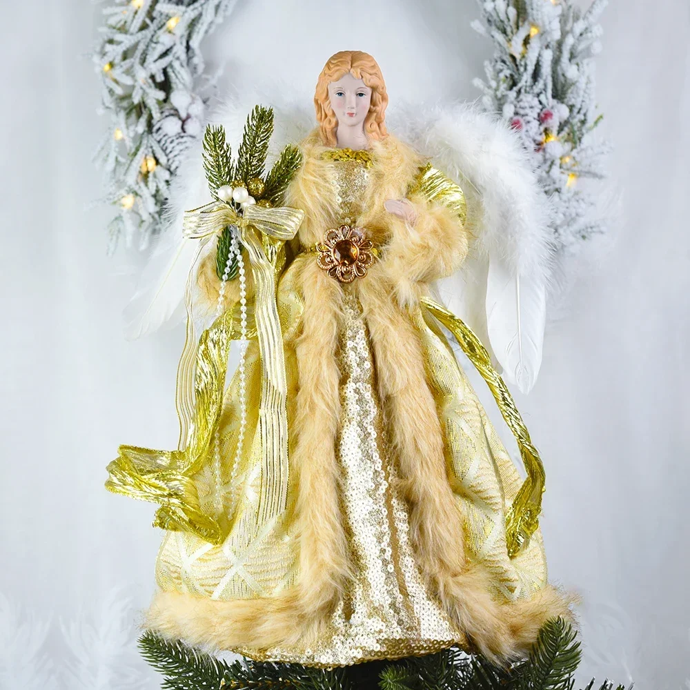 40cm Christmas Angel Doll Figurine Toy Treetop Ornaments Standing Birthday Natal Decorations Navidad Home Decor Christmas Tree Decoration Santa Claus Doll