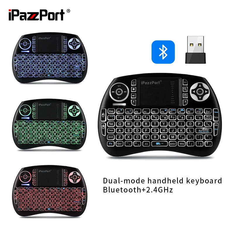 Ipazzport (Aggiornamento) Mini Tastiera Bluetooth Con Touchpad, Retroilluminata Portatile Per Google/Androidtvbox/Firestick/Laptop/Pc Kp-21Sm