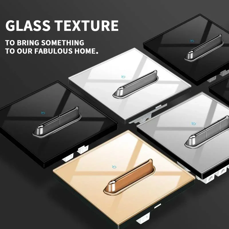 ซ็อกเก็ตสวิตช์กระจกนิรภัย,รีเซ็ตตัวเอง 1 2 3 4gang,มาตรฐานยุโรปแผงผนังมาตรฐานอังกฤษพร้อมไฟแสดงสถานะ,86x86 มม. 1