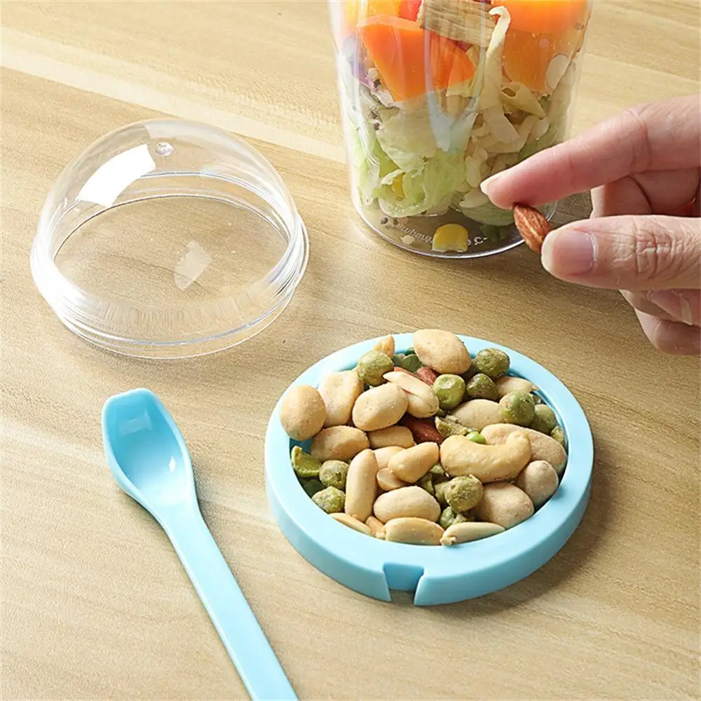 400ml Breakfast Fruit Oat Yogurt Salad Cup Lid Spoon Two Layer Food Storage Portable Fitness Weight Reducing Food Storage Cup 3