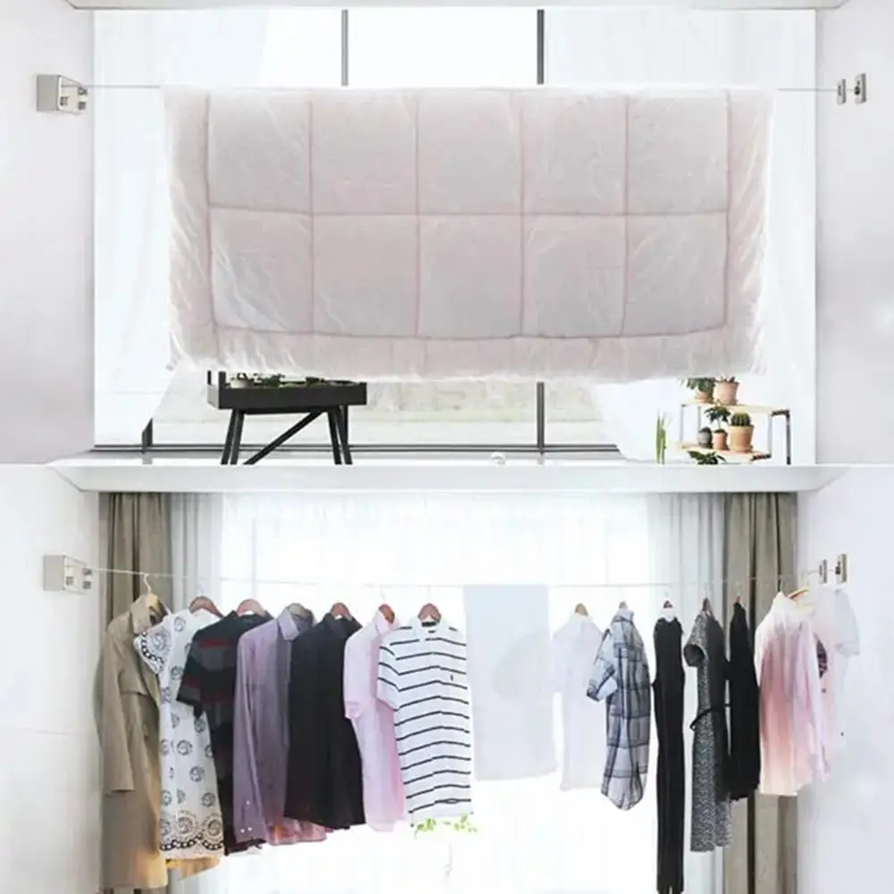 

Shrinking Wall Hanging Clothes Drying Double Rope Hotel Quilt Steel Bathroom Rope Wire Drying Stainless Bold Balcony I2G4