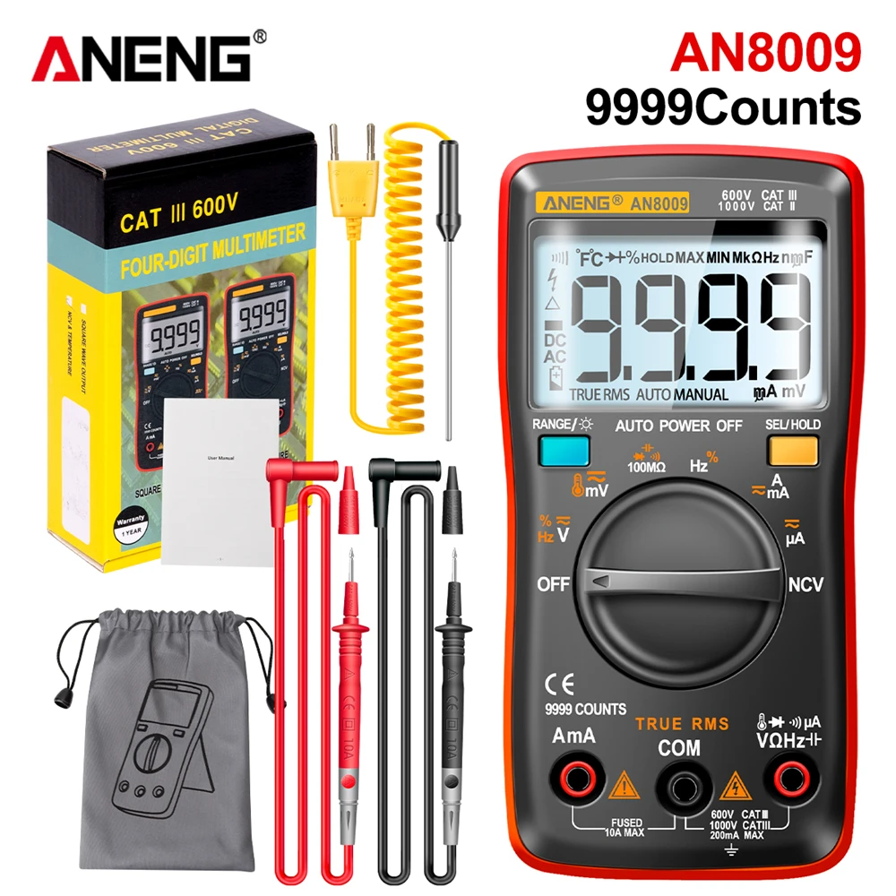 

Digital Multimeter High precision 9999counts True RMS Teste Smart Multimetro Transistor AC DC Voltage Capacitor Temperature Test