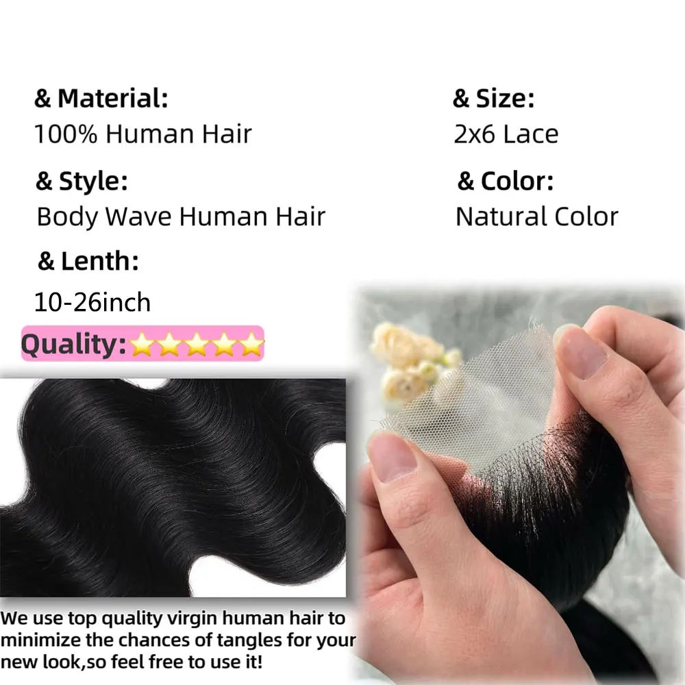 Body Wave Human Hair Closure 2x6 Lace Closure Quick Weave Top Lace Human Hair 4x4 5x5 13x4 Frontal human hair extensions,human hair closure,human hair lace product,human hair frontal