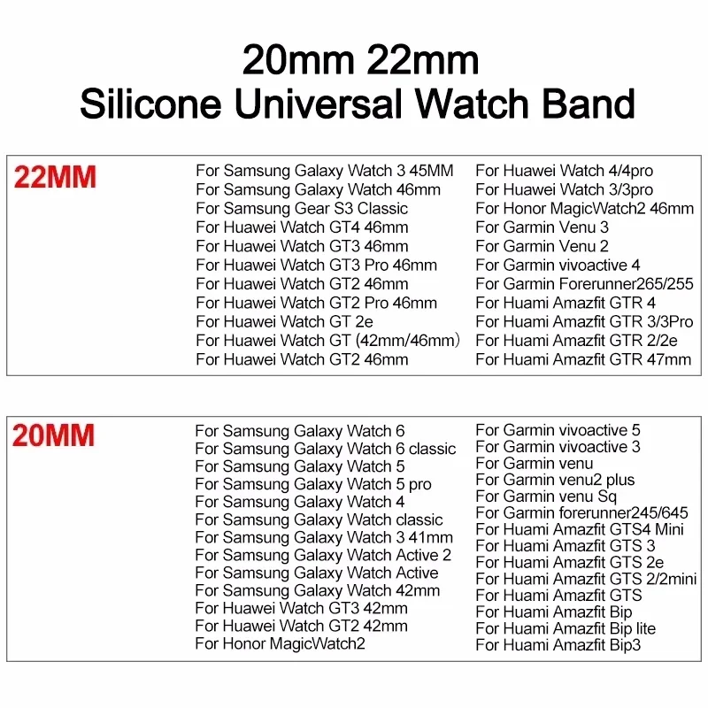 Watch strap 20mm 22mm For Samsung Galaxy Watch 6/4/5 Pro/Classic/Gear S3/Active 2 Sport Silicone Magnetic Buckle Huawei GT 2 2e 3 Band