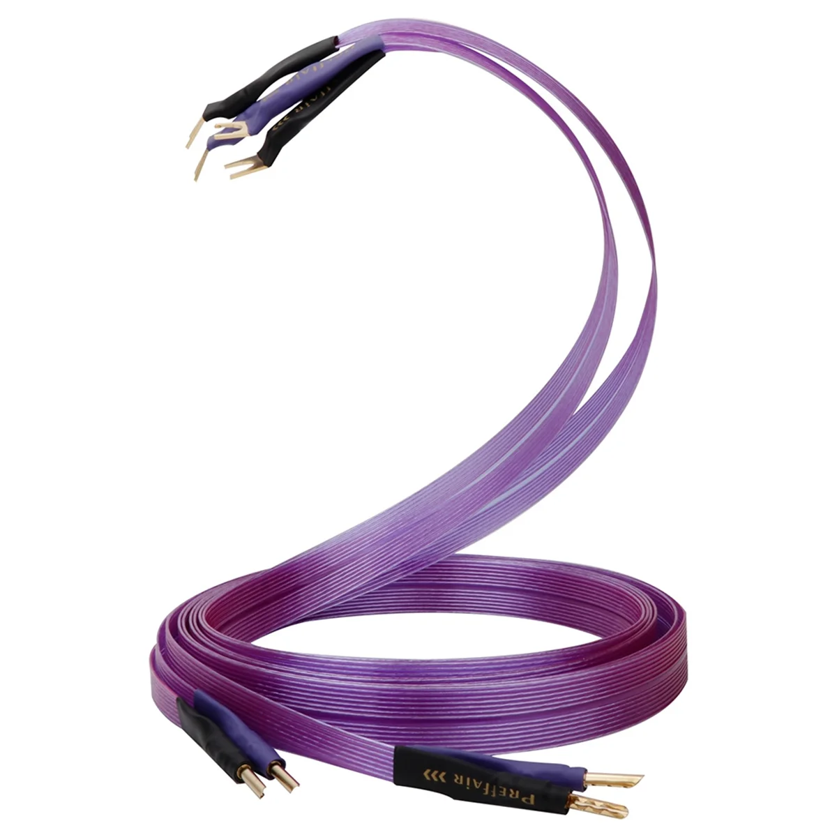 Hot sale HiFi OCC Speaker Cable Hi-End Pure Copper Belt with Serrated -Plated Banana Y Plugs Cable Speaker Amplifier