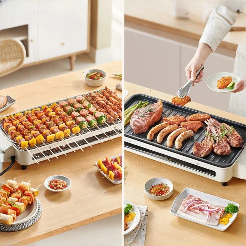 Indoor Electric BBQ Grill, MultiFunction Roaster and Skewer Maker