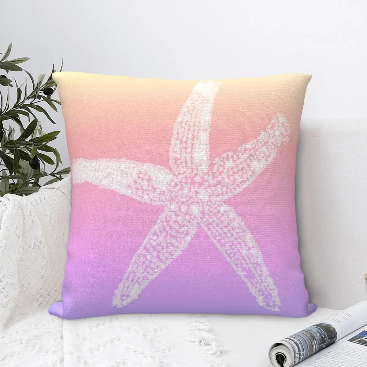 

Starfish Beach Sunset Pink Yellow Pillowcase Pillow Case Cushion Cover Home Sofa Car Decorative Throw Pillow Pillowcases Square