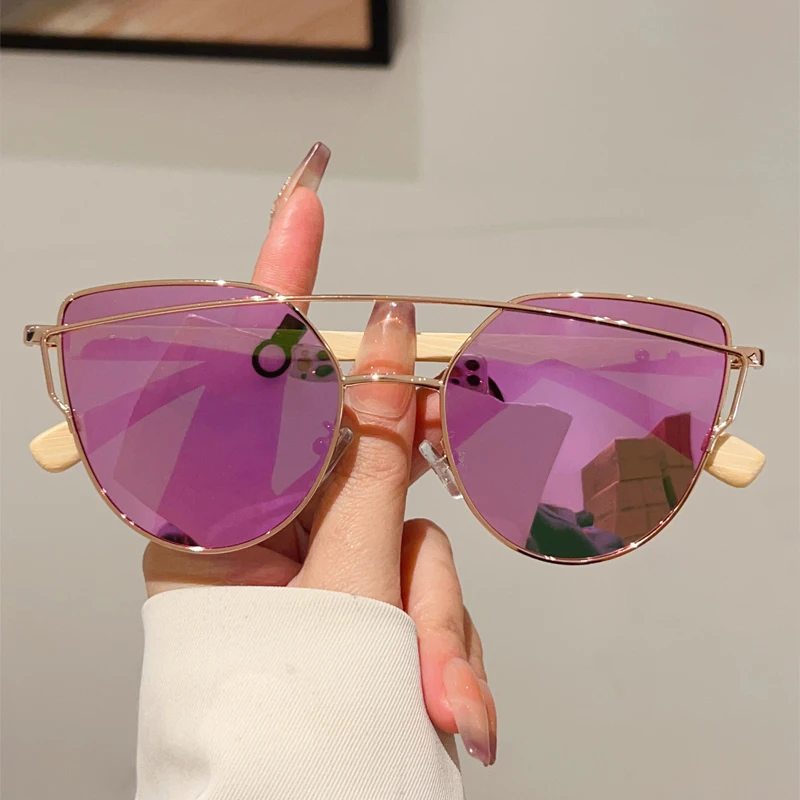 KAMMPT Vintage Cat Eye Sunglasses Women 2025 New in Fashion Mirror