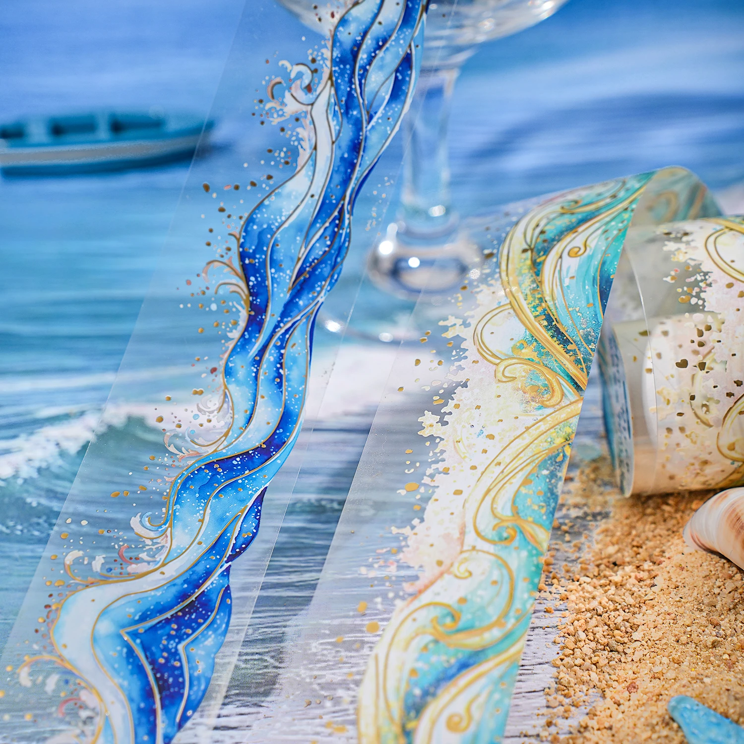 200cm/roll，Sea Spray themed tape，decorative collage scrapbook，photo frame，phone case，laptop，water bottle，aesthetic stationery 5