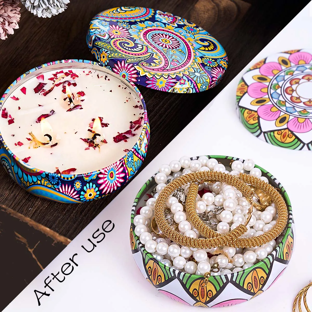 Luxurious Scented Candle Tin with Arabian Pattern - Romantic Fragrance Gift