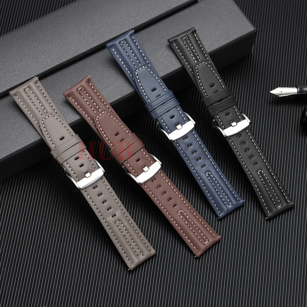 Vintage Leder-Uhrenarmband 22mm Handgefertigtes Genähtes Rindsleder-Armband Business für Omega für Seiko Smartwatch Armband für Männer Frauen – Detail 10