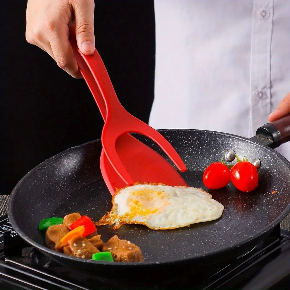 Two-in-one Clip-on Flip Spatula for Bread Fish Pancake Toast Omelet Barbecue Home Kitchen Cooking Tools 4
