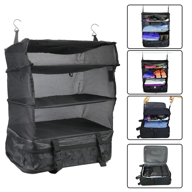 Multifunción 3 capas armario plegable subir y colgar bolsa de viaje maleta  para ahorrar espacio organizador de almacenamiento estantería portátil