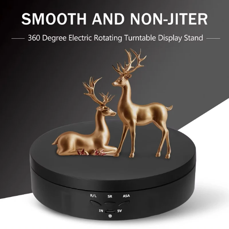 Motorized Rotating Mirror Display Stand with 360-Degree Turntable and USB-Powered Three-Speed Function