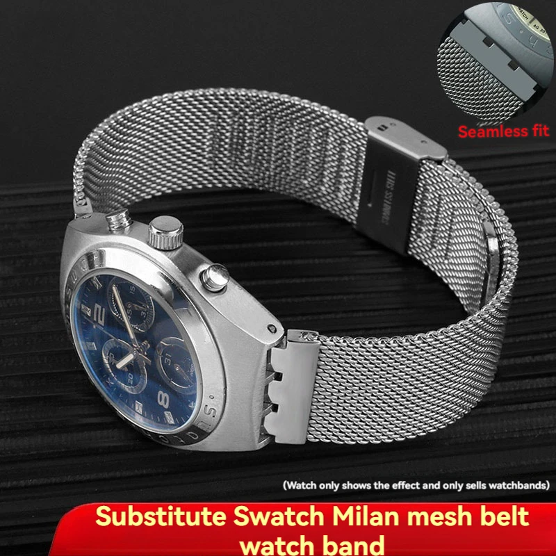 

17mm 19mm 20mm 21mm New Milan Breathable mesh Stainless steel watchband men and women watch strap Replacement strap for Swatch