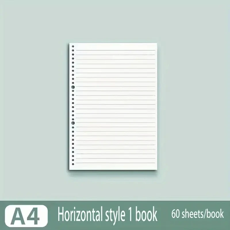 60 Sheets Notebook Refill Notepad Loose Leaf Binder Paper A4/ B5/A5 Blank/Grid/Lined Notebooks Writing Pads Office School - 6
