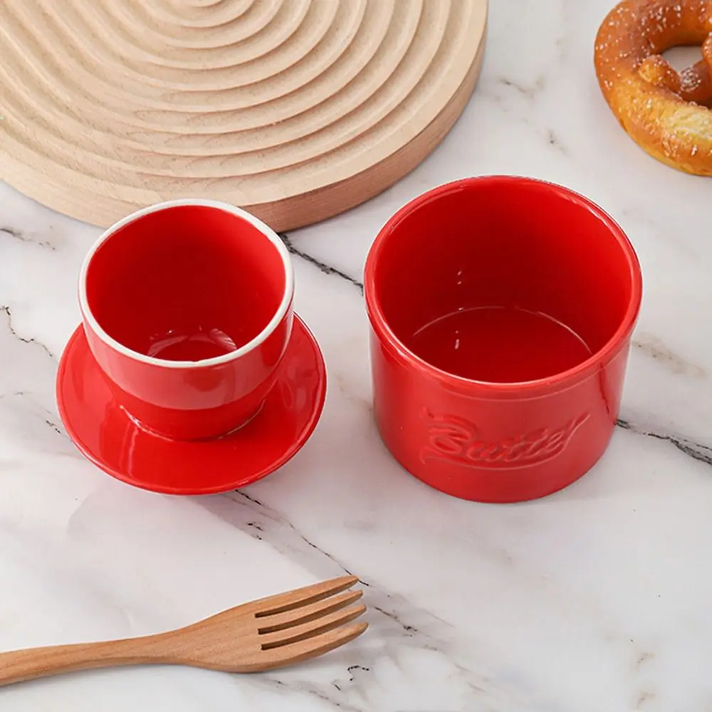 Glossy Finish Butter Bell Crock Keep Fresh with Lid Butter Keeper Handmade Thicken Ceramic Dish Spreadable