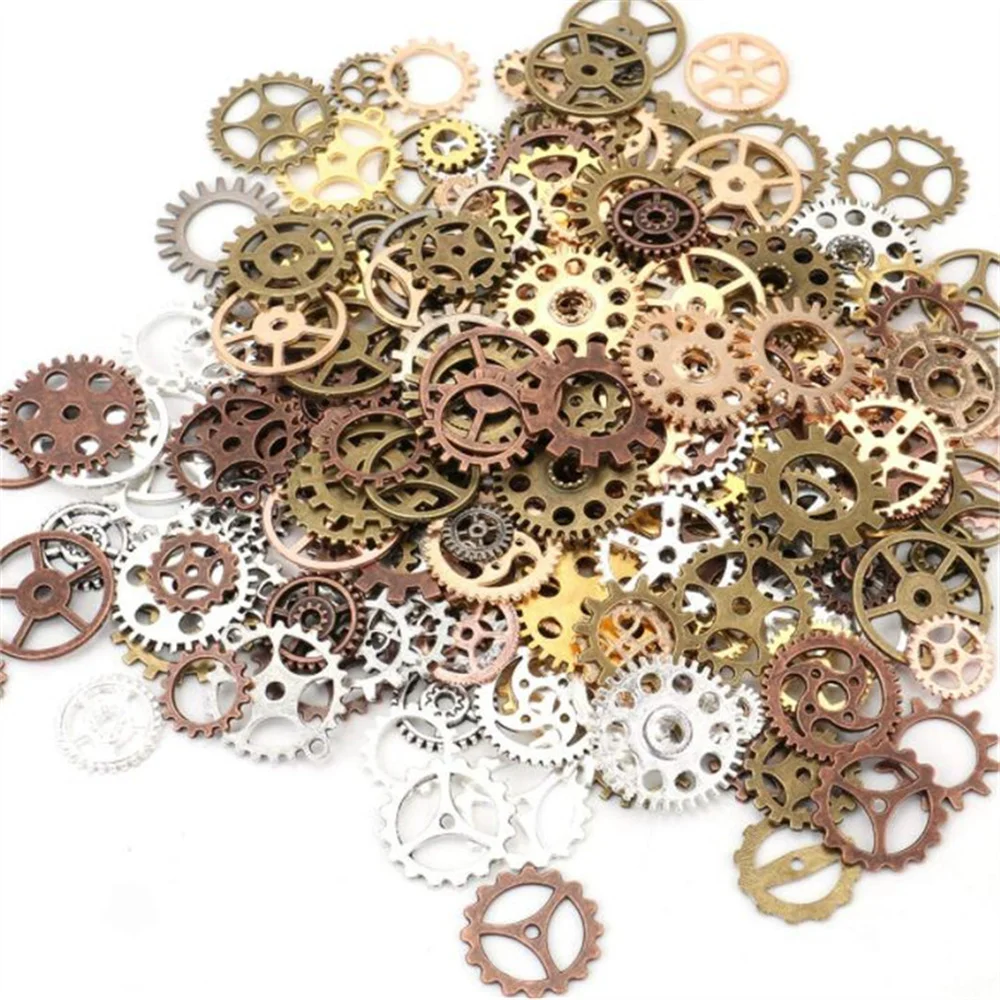 50/100g zufällige antike Metall Steampunk Zahnräder Charms für DIY Anhänger Halskette Schmuck Telefon Handwerk Herstellung Zubehör Lieferungen – Detail 1