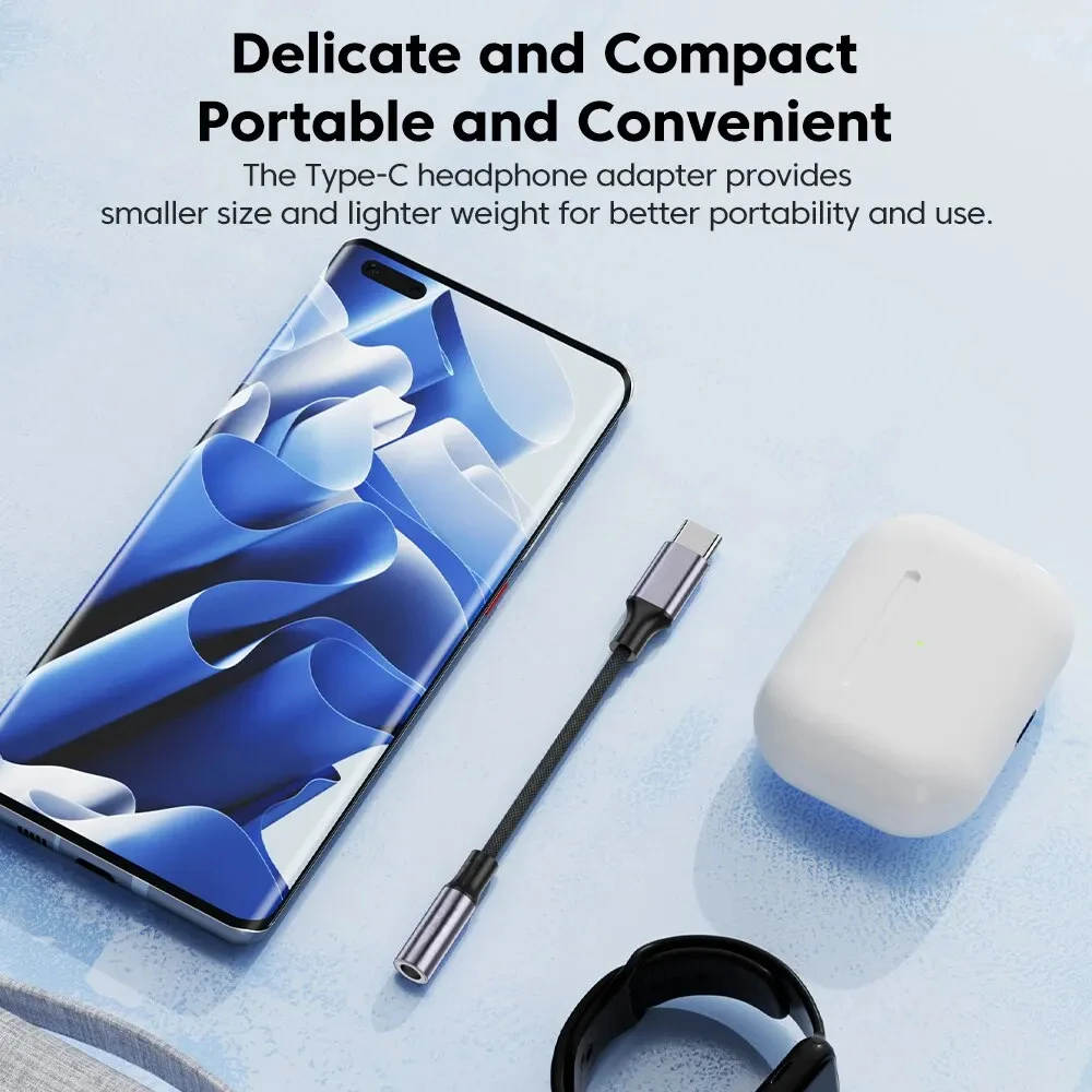 타입 C to 3.5mm 오디오 어댑터 케이블 USB C to 3.5mm 여성용 헤드폰 잭 어댑터 아이폰 16 15 삼성 DAC 디지털 디코더용