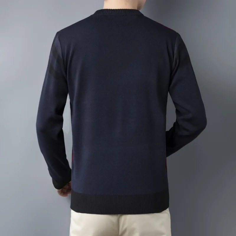 Fall and Winter New Men's Irregular Pattern Round Neck Long-sleeved Sweater Fashion Casual Warm Men's Pullover Knit Sweater