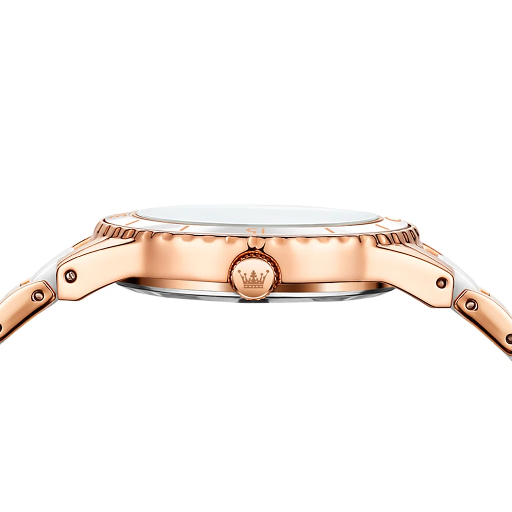 OLEVS Ceramic Women Watch Luxury Brand 2024 Elegant Ladies Watches Rose Gold Clock Wrist Watches For Women relogio feminino