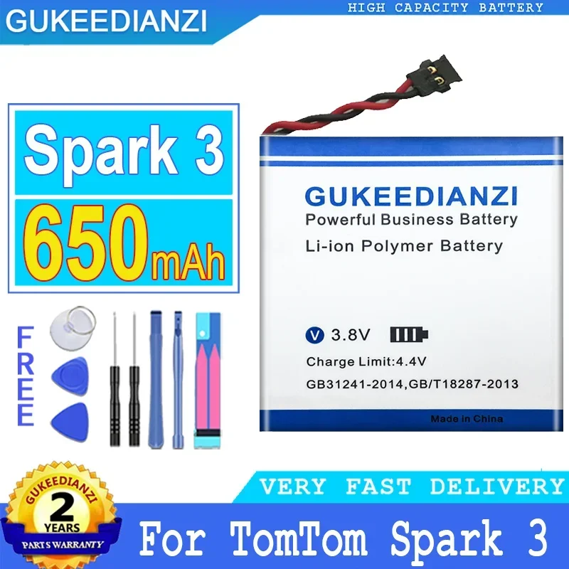 

650mAh GUKEEDIANZI Battery for TomTom Spark 3 Spark3 Big Power Bateria