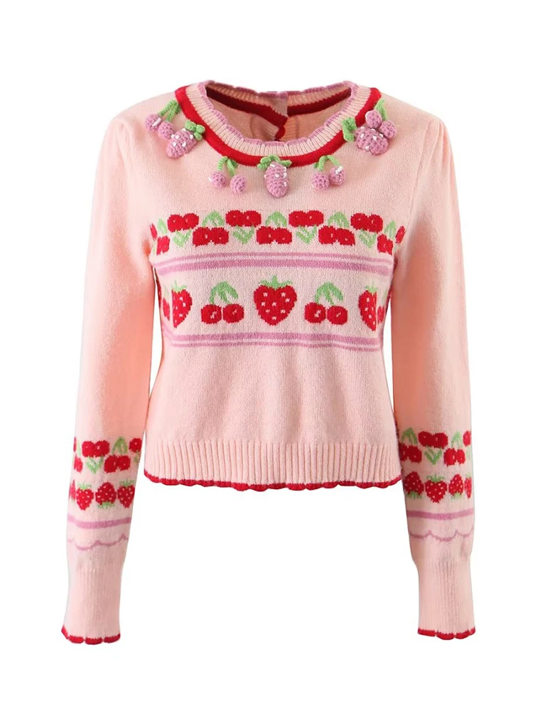 Women Sweater Strawberries | Sweater Strawberry Crop Top | Fashion Strawberry  Sweater - Pullovers - Aliexpress