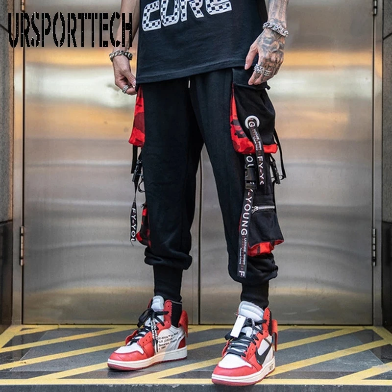 Men's Streetwear Ribbon Pocket | Men's Hip Hop Jogger Pants - Hip Hop  Joggers Men - Aliexpress