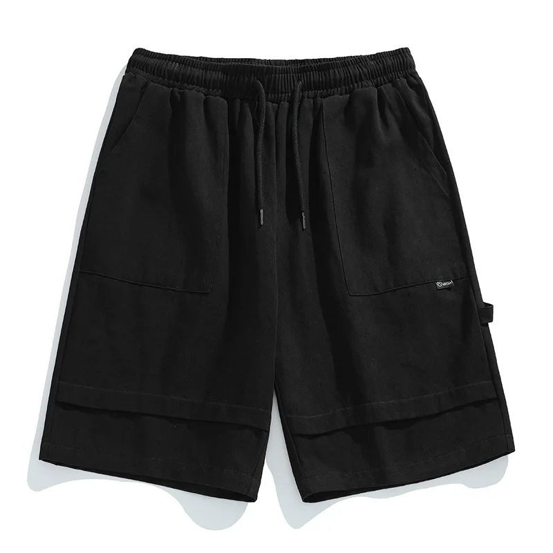Men's Summer Solid High Waisted Pockets Drawstring Bandage with Elastic Loose Casual Sportswear Fashion Shorts Gothic Pants