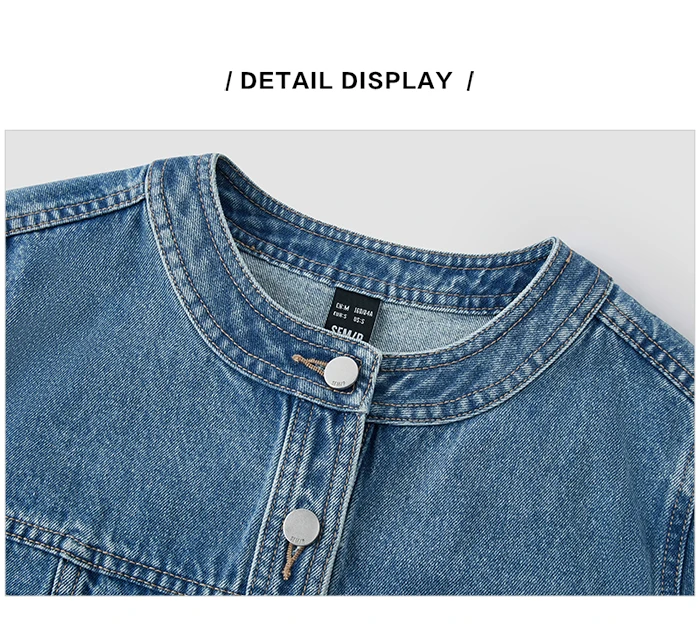 Denim Jacket Women Short Style Small And Taller Spring New Retro Round Neck Jacket Casual And Versatile Coats