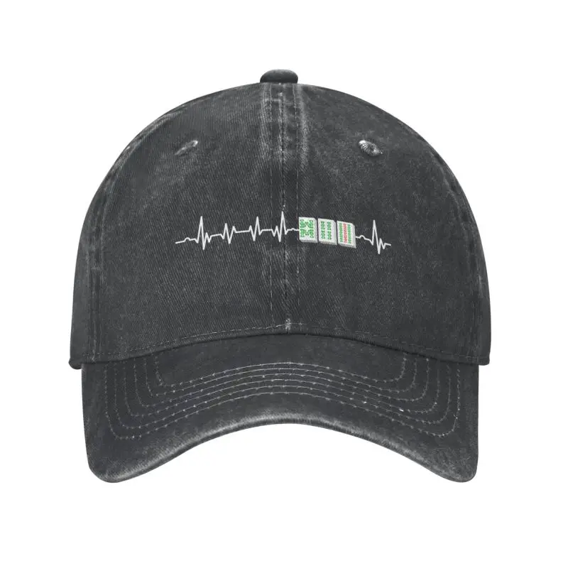 

Custom Cotton Mahjong Heartbeat Baseball Cap for Men Women Breathable Mah Jong Chinese Game Lover Gift Dad Hat Sports