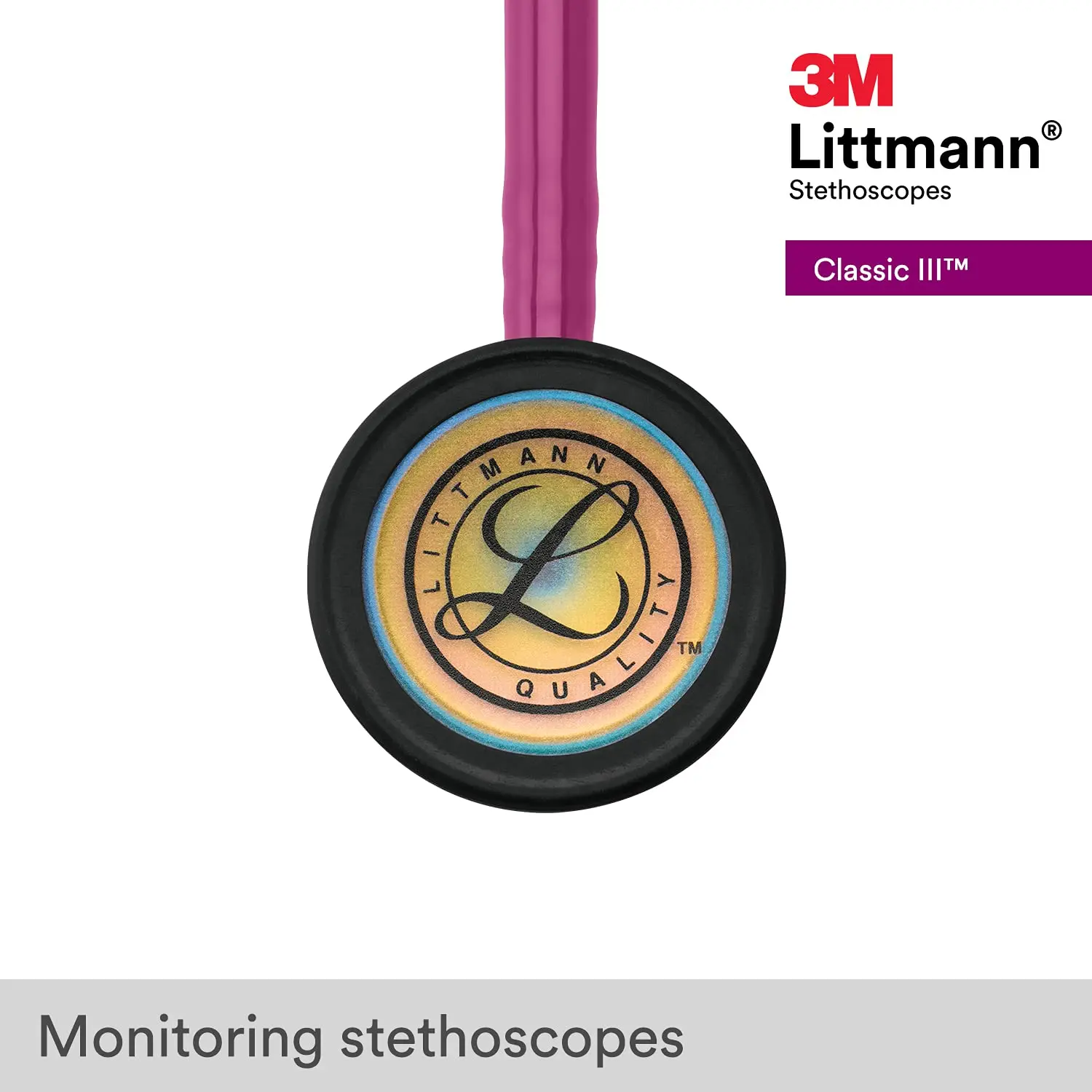 3M Littmann Classic III Monitoring Stethoscope 5806 Rainbow-Finish Tube Stainless Stem and Headset For Doctor Nurse Health Care