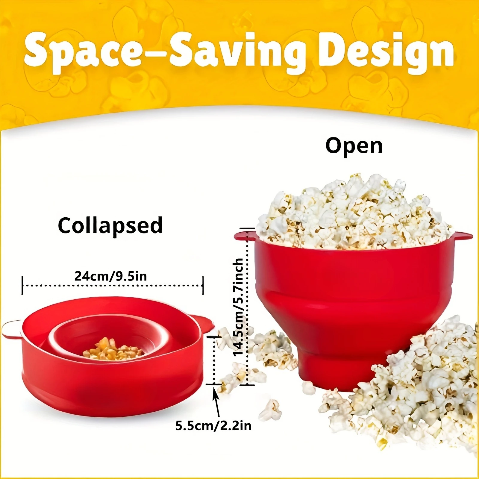 Foldable Silicone Microwave Popcorn Maker - Large Capacity, BPA-Free & Dishwasher Safe