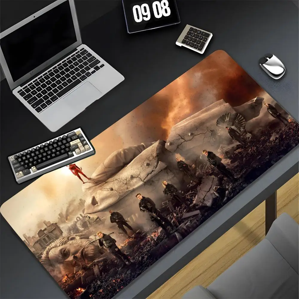 Alfombrilla de ratón XXL para teléfono con película Los juegos del hambre, para gamers, PC, ordenador, otaku, con borde de bloqueo, personalizada, para bricolaje, para portátil, escritorio