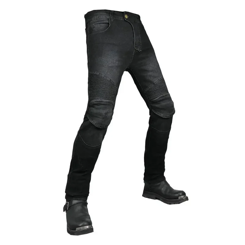 

Volero High Quality Motorcycle Riding Pants Motocross Cycling Protective Loose Straight Jeans Locomotive Casual Trousers Black