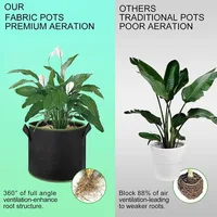 Vegetable/Flower/Plant Grow Bags 2/3/5/7/10 Gallon Thickened Non-Woven Grow Bags Aeration Fabric Pots with Handles Flower Pot 4