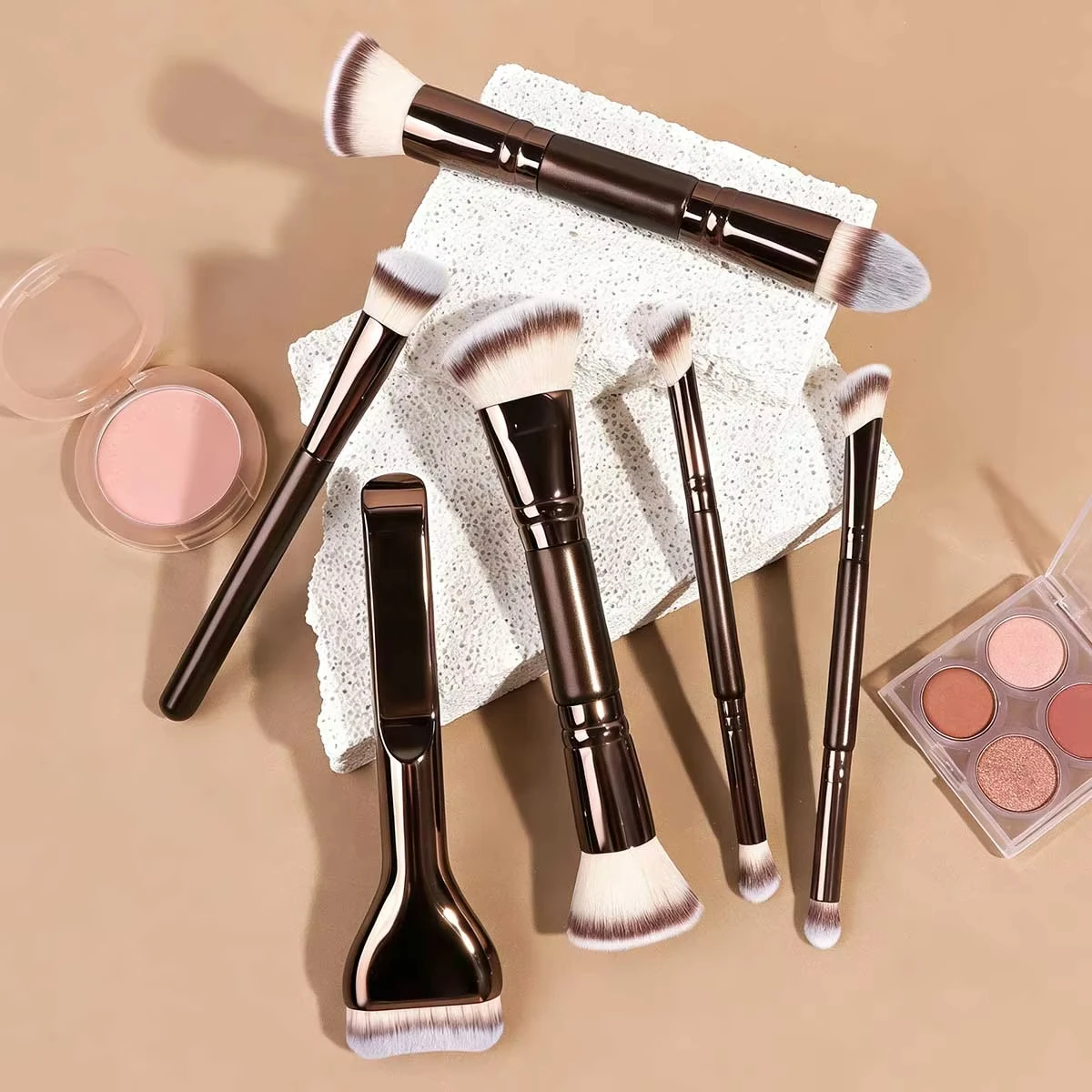 4/5/6/10/18pcs Professional Makeup Brush Set, Portable Travel Makeup Brushes, Dual-Ended Multifunctional Makeup Tools Set_voghion.com
