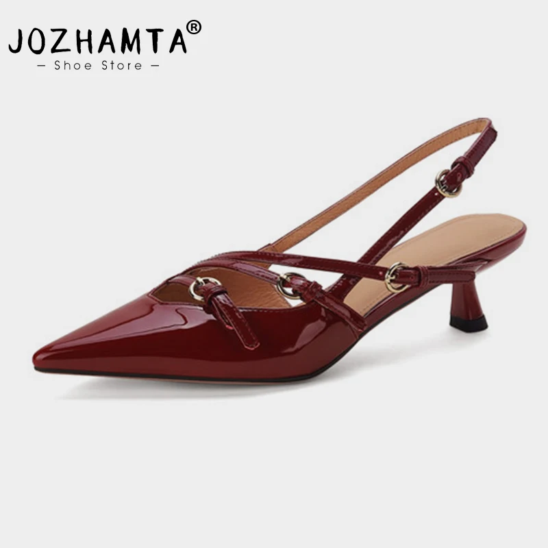JOZHAMTASize3442WomenHeeledSandalsRetroRomeHighHeelsShoes