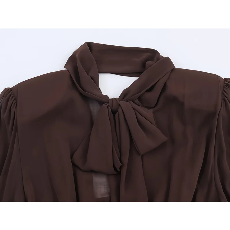 2025 Bow Tied Dress Woman Splicing Ruched Short Dresses for Women Elegant Party Women's Dress Long Sleeve Casual Dresses