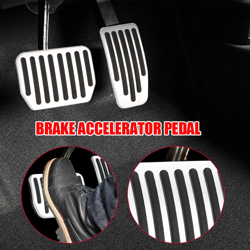 알루미늄 합금 브레이크 액셀 페달, 자동차 액세서리, 자동차 풋 페달 패드 커버, 미끄럼 방지 레스트 페달, 세트당 2 개
