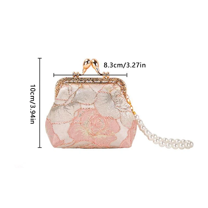 Chinese Style Embroidered Brocade Coin Purse Elegant Retro Small Mini Bag Wedding Party Luxury Designer Women Evening Clutch 6