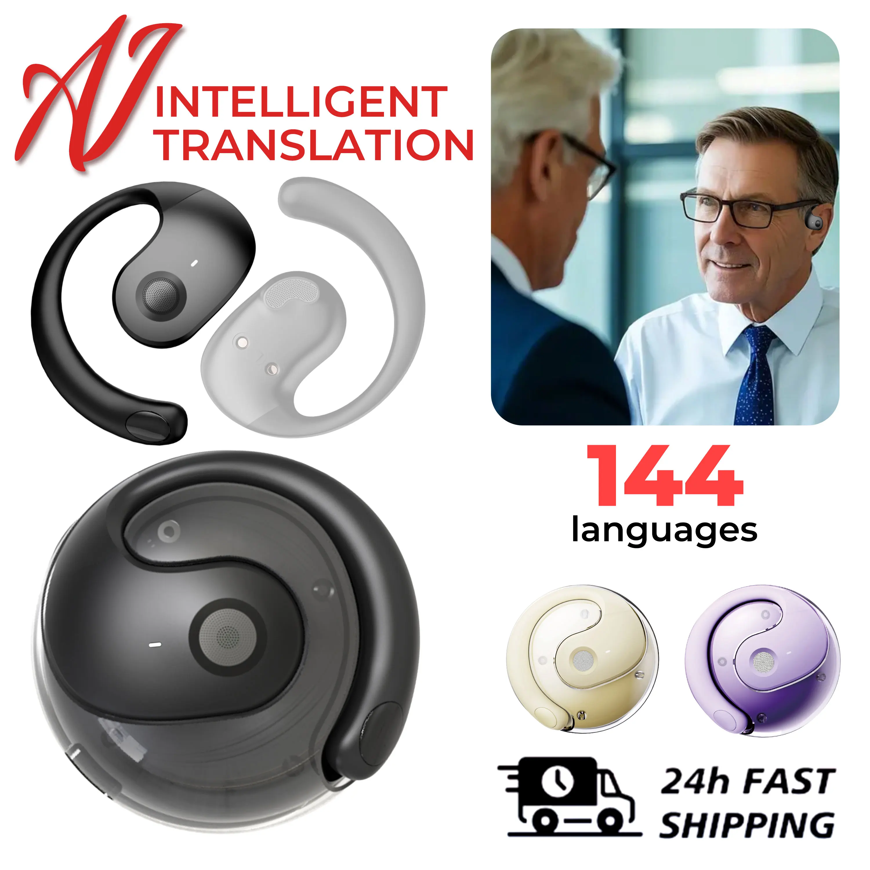 Wireless Translation Headphones Waterproof Bluetooth Earbuds