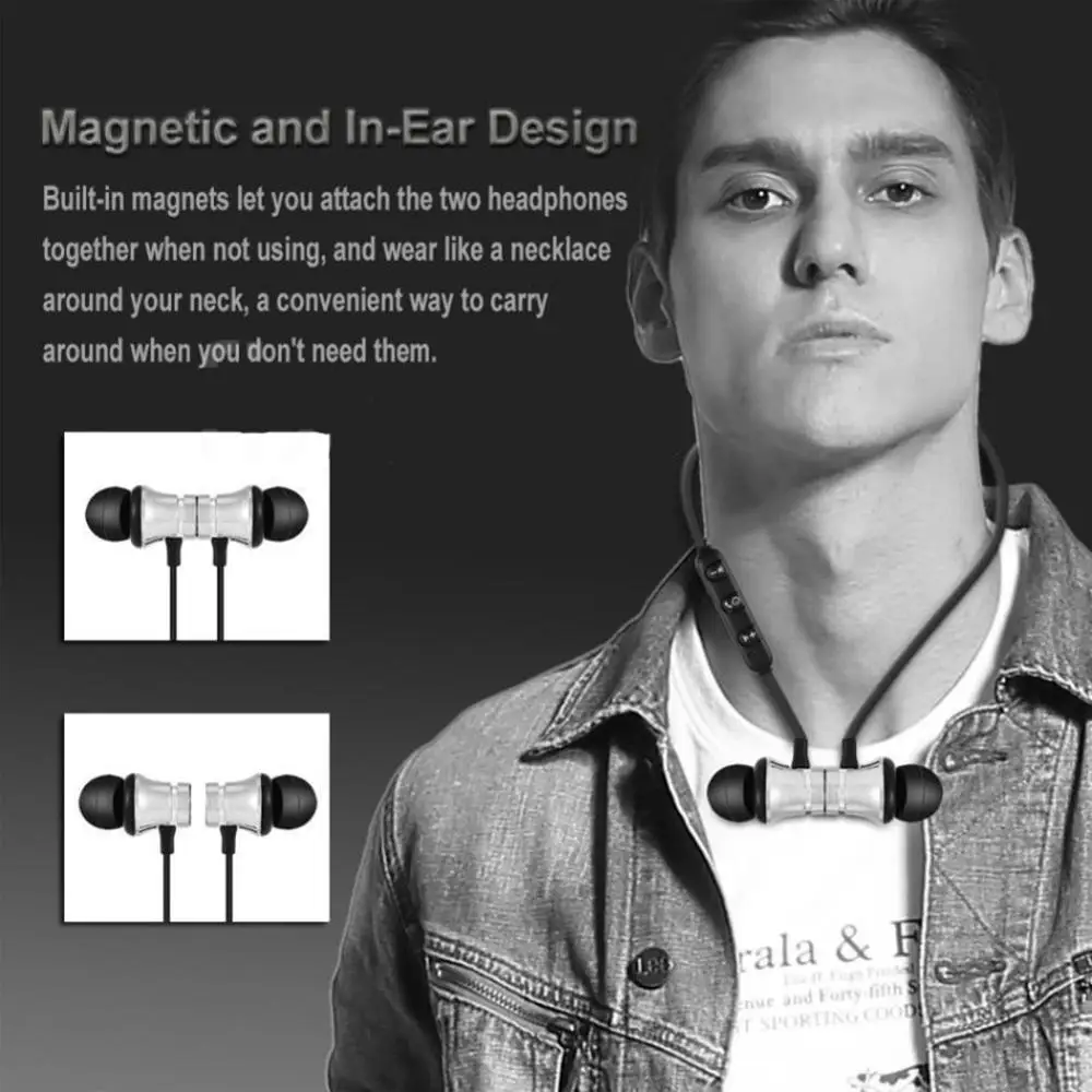 Magnetic Bluetooth 4.2 Wireless Earphone Sports Headset Waterproof Earbuds Neckband Headphone With Mic For iPhone Huawei Phone