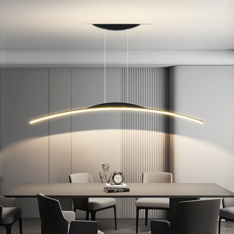 

Nordic Italian style minimalist modern simplicity studio one word long dining room table designer bar dining room chandelier