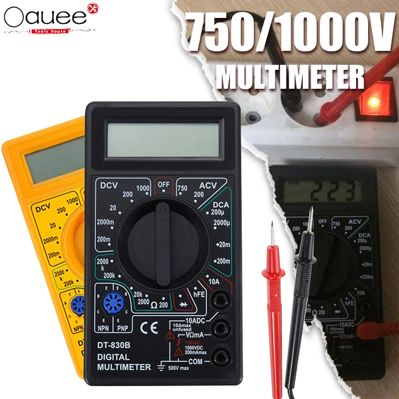 LCD Digital Multimeter AC/DC 750/1000V Digital Mini Handheld Multimeter
