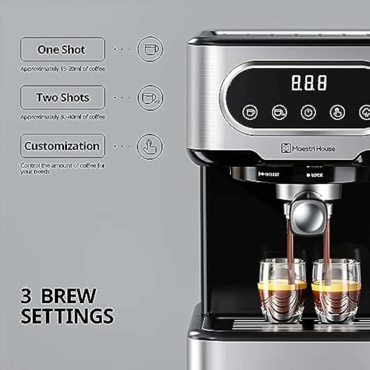 Cafelffe Espresso Machine 15 Bar Expresso Coffee Machine With Milk Frother  Wand For Cappuccino&latte Coffee Maker Compact Design - Coffee Makers -  AliExpress