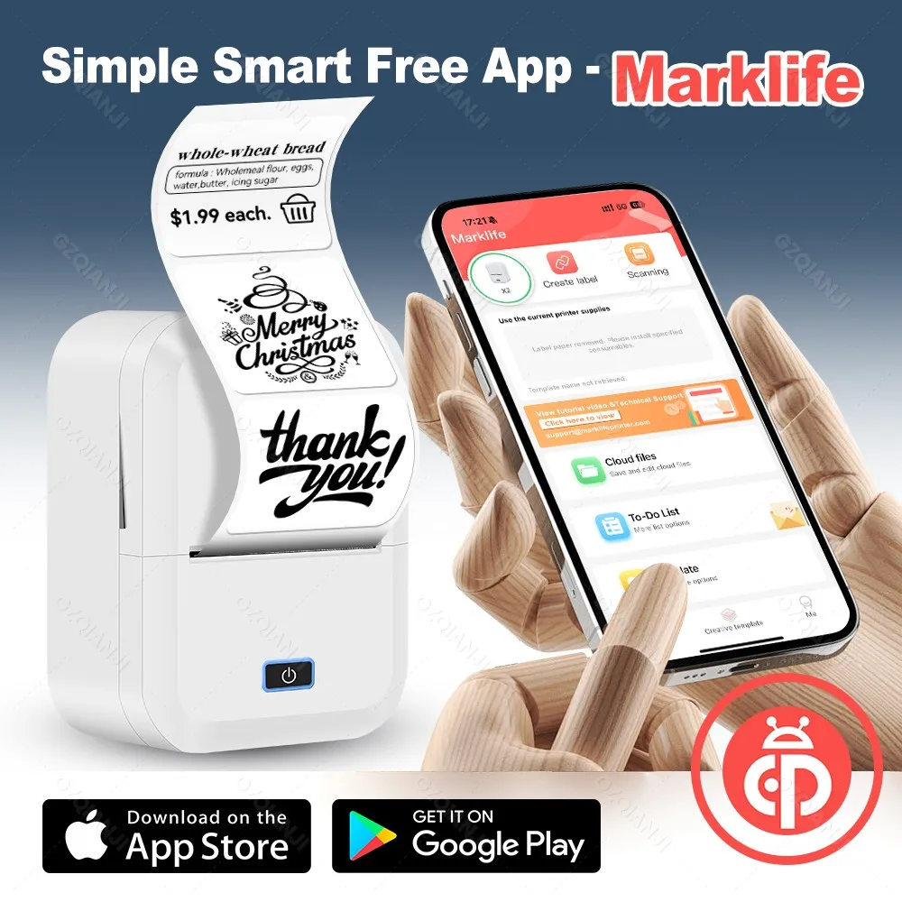 Marklife X2 Pocket Portable Thermal Label Maker Sticker Photo Bluetooth Printer Self-adhesive Labeling Machine Impresoras
