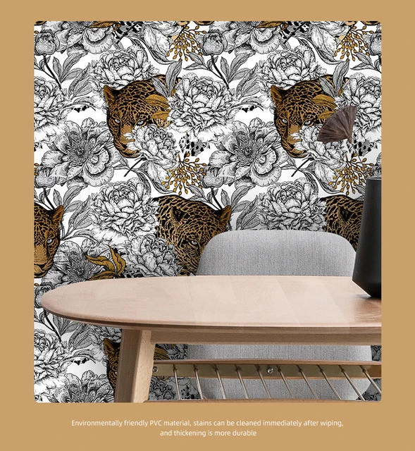 eopard Spring Nordic Leopard Print Wallpaper Self-Adhesive Bedroom