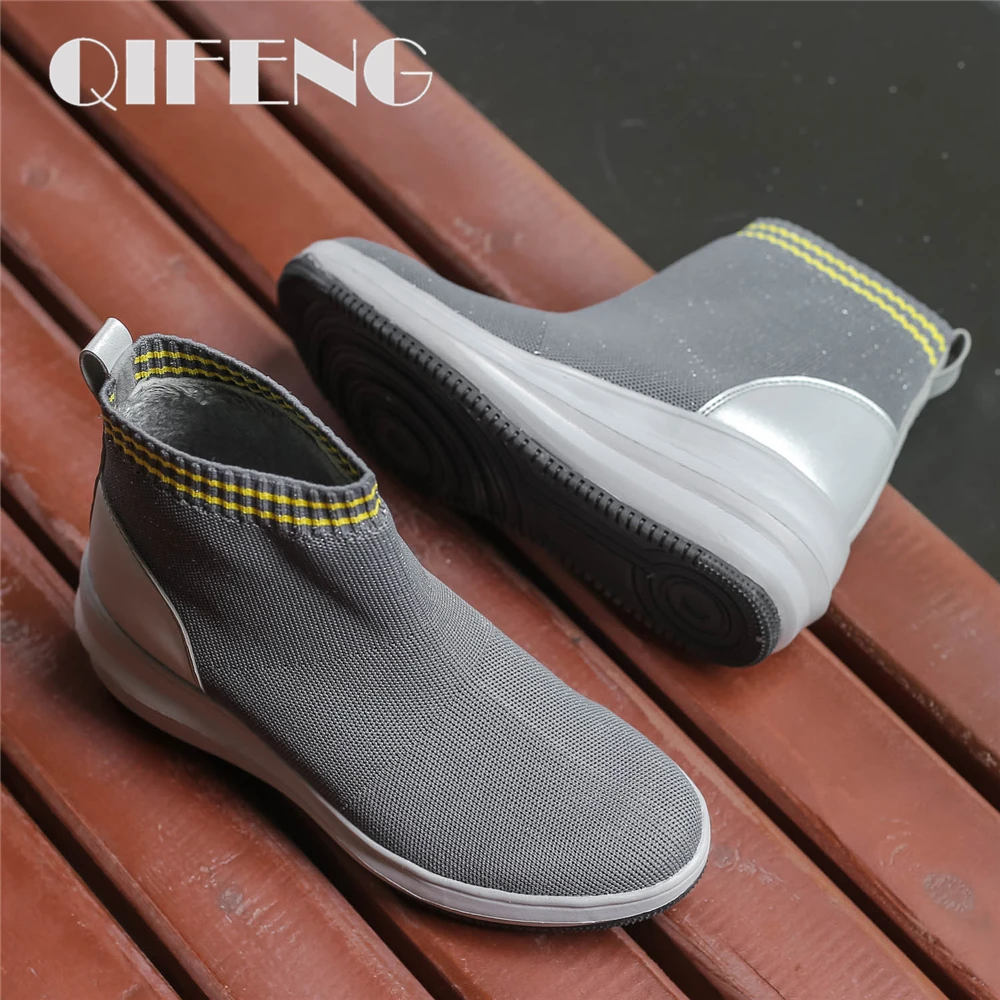 

Waterproof Cloth Boots Women Trendy Casual Shoes Winter Sneaker Ankle Boots Female Shoes Fashion Platform Boots Warm Fur Slip On